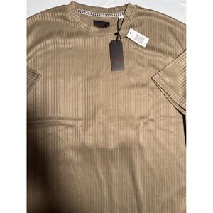 NWT Bruno Luxe Latte Ribbed Knit Short Sleeve T-Shirt Men's Top Reg. $50.